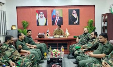 العميد الربيعي يطلع على مستوى أداء الإدارات العامة لقوات الحزام ويشدد على أهمية رفع وتيرة العمل