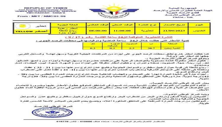 الارصاد يتوقع هطول أمطار خلال الساعات القادمة