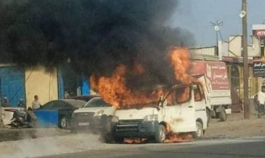 إخماد نيران اندلعت بحافلة صغيرة في الشيخ عثمان