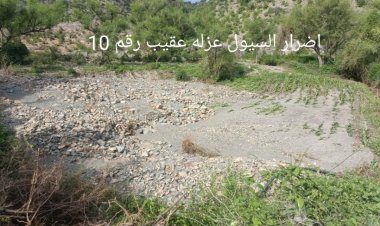 سيول الأمطار تلحق أضراراً جسيمة بالقطاع الزراعي في منطقة عُقيب بحجر بالضالع