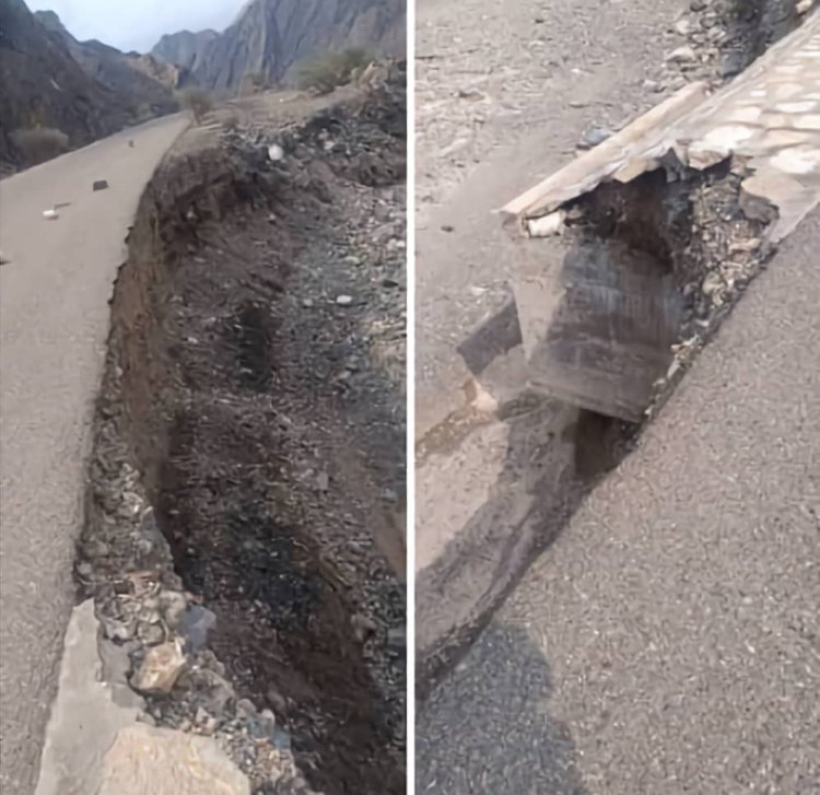 طريق باتيس- لبعوس الاستراتيجي على حافة الهاوية.. تشققات خطيرة تهدد بقطع شريان الحياة لأهل يافع .. تقرير