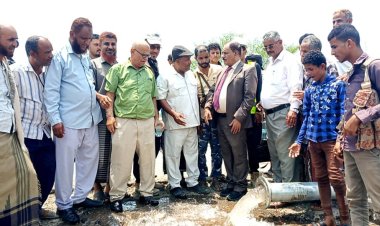 محافظ الضالع يتفقد سير العمل لمشروع المياه في منطقة حجر