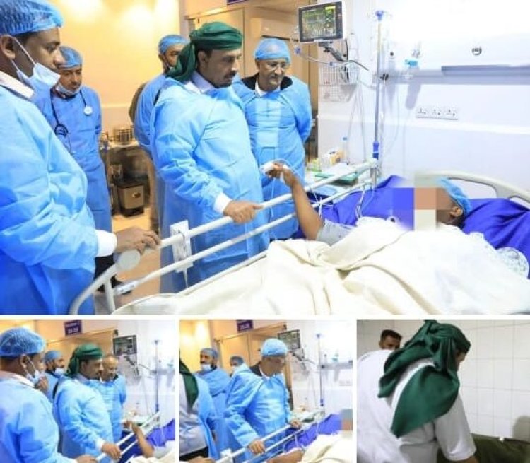محافظ حضرموت يطمئن على حالة الناجين من أسرة آل باحنبص بحادث عقبة عبدالله غريب