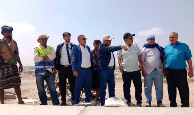 وفد من وزارة الزراعة وفريق إعلامي من أبين يزورون مشروع سد حسان الاستراتيجي