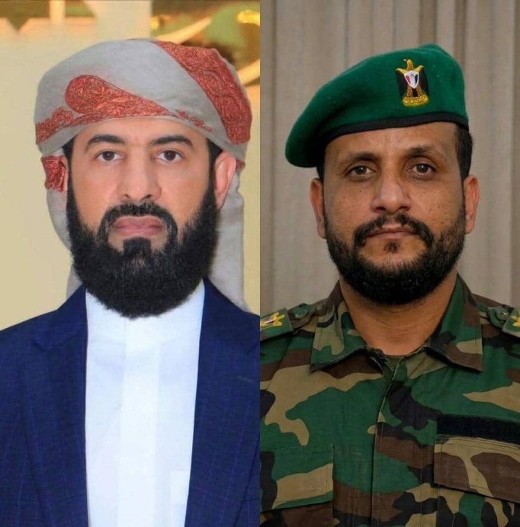 العميد طلال الكلدي يهنئ الدكتور مختار الرباش بمناسبة تعيينه محافظاً لمحافظة أبين