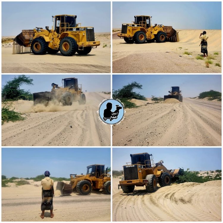 ​سواعد إنسانية ورجال الخير في أحور يزيحون الرمال القاتلة لإنقاذ عابري السبيل